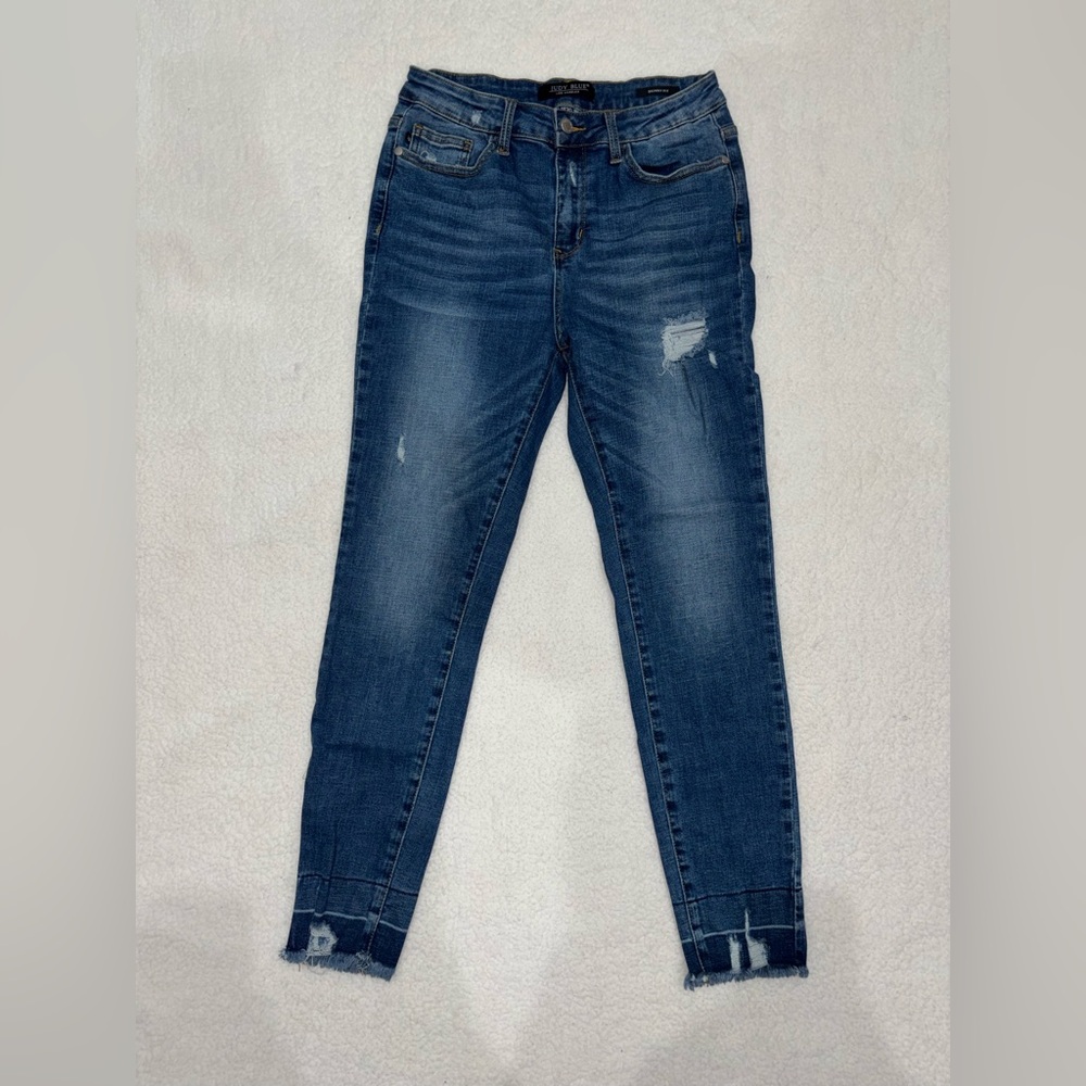 Judy Blue Dark Blue Distressed Skinny Jeans